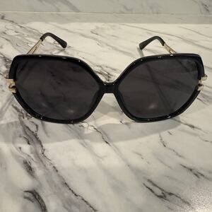 Ego Eyewear Designer Oversize Sunglasses Round Butterfly Lenses Black Gold